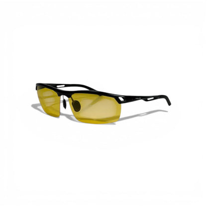 🟡 POLICE Sport Sunglasses – Black Frame & Yellow Night-Vision Lenses | Performance Eyewear 🟡