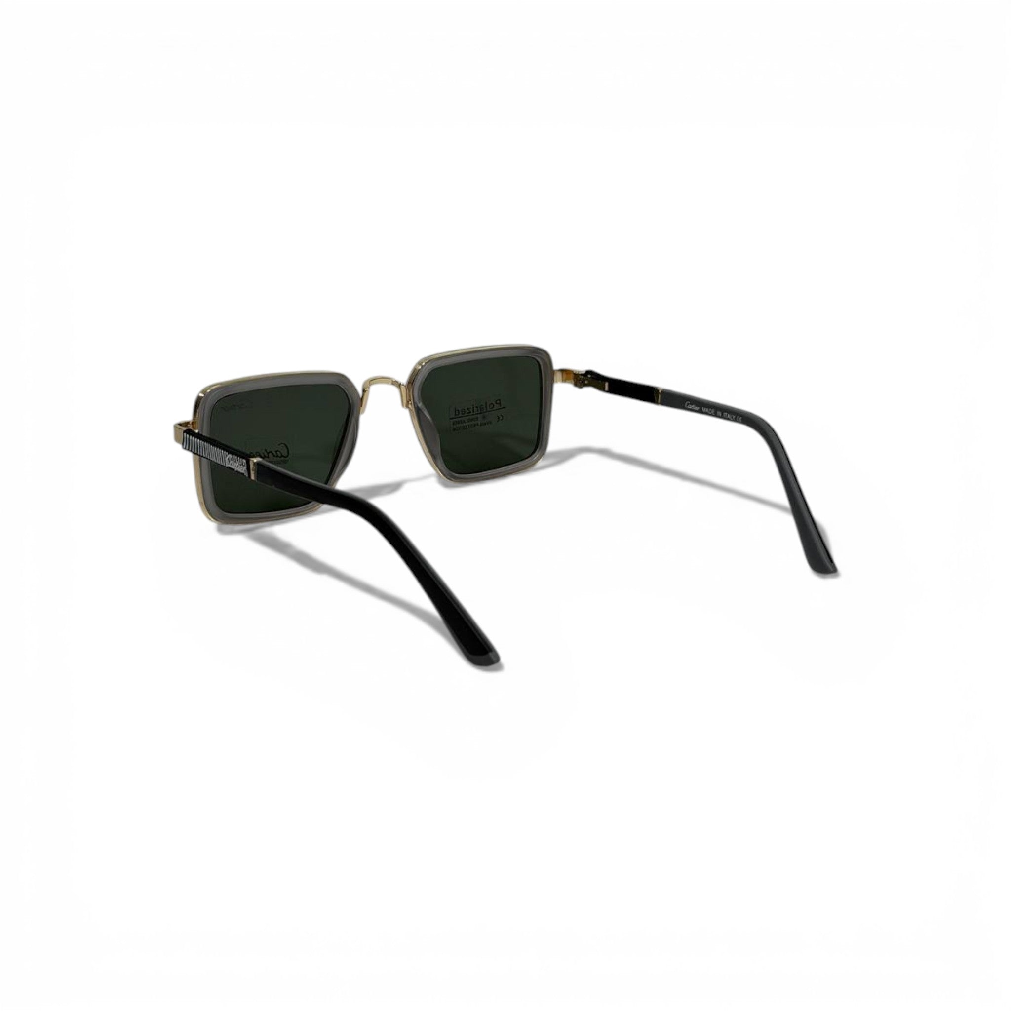 🟢 CARTIER Square Polarized Sunglasses – Green Lenses & Gold-Tone Frame | Luxury Designer Eyewear 🟢