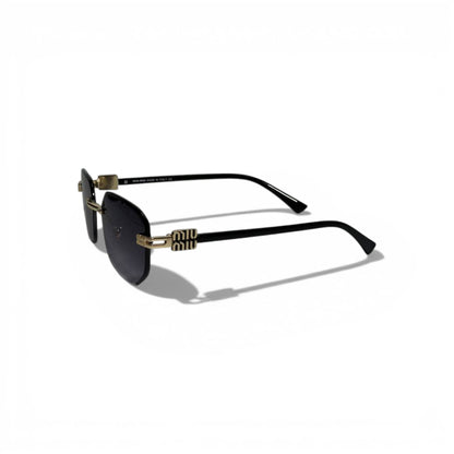 🖤 MIU MIU Rectangular Sunglasses – Black Frame & Dark Lenses | Gold Logo Detail 🖤