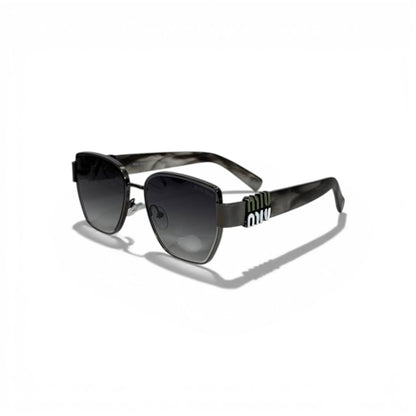 🖤 MIU MIU Square Sunglasses – Black Frame & Gradient Dark Lenses | Bold Logo Temples 🖤