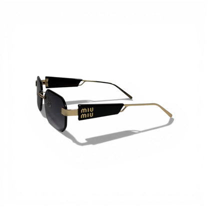 🖤 MIU MIU Rimless Square Sunglasses – Gold Metal Frame & Dark Gradient Lenses 🖤