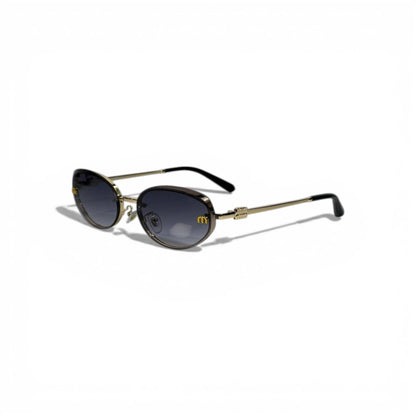 MIU MIU Oval Sunglasses – Gold Metal Frame with Dark Lenses