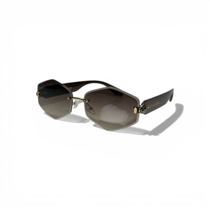 🕶️ Bvlgari Luxury Geometric Sunglasses – Brown Gradient Lenses | Serpenti Temple Design
