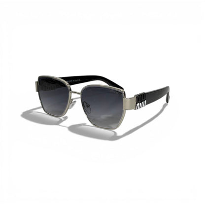 🕶️ Miu Miu Luxury Square Sunglasses – Black & Silver Logo Temples | Iconic Designer Eyewear