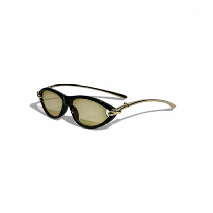 🕶️ Cartier Luxury Oval Sunglasses – Black & Gold Frame | Yellow Tinted Lenses
