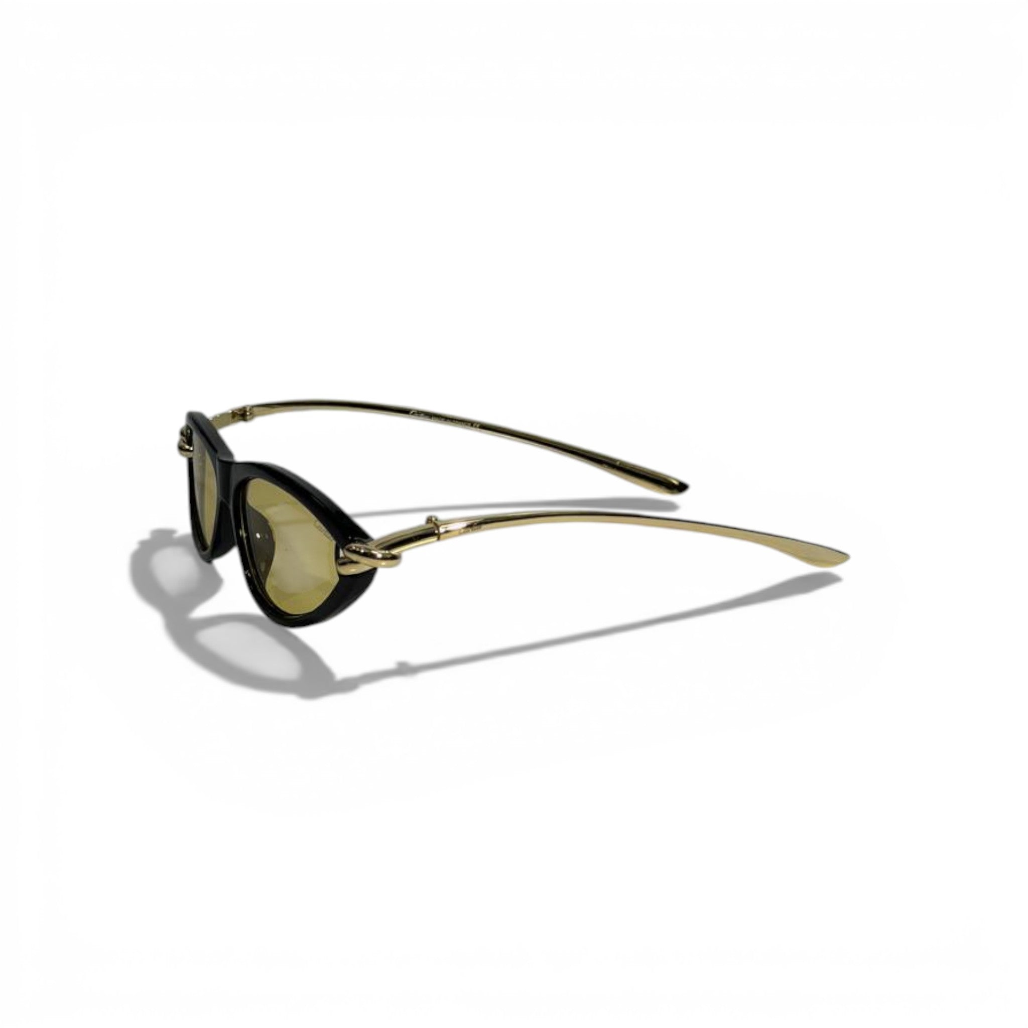🕶️ Cartier Luxury Oval Sunglasses – Black & Gold Frame | Yellow Tinted Lenses