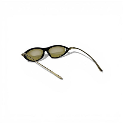 🕶️ Cartier Luxury Oval Sunglasses – Black & Gold Frame | Yellow Tinted Lenses