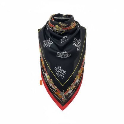 🖤✨ Hermès Black Silk Square – 2-in-1 Luxury Scarf & Head Wrap 🧕🧣🔥