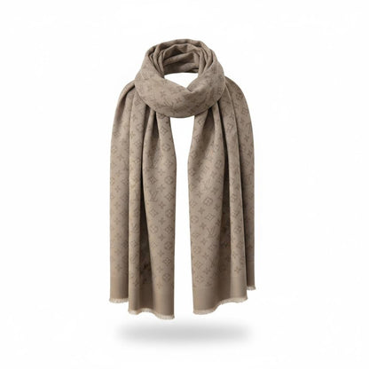 🤎✨ Louis Vuitton Monogram Beige Scarf – Timeless Luxury Elegance 🧣🔥