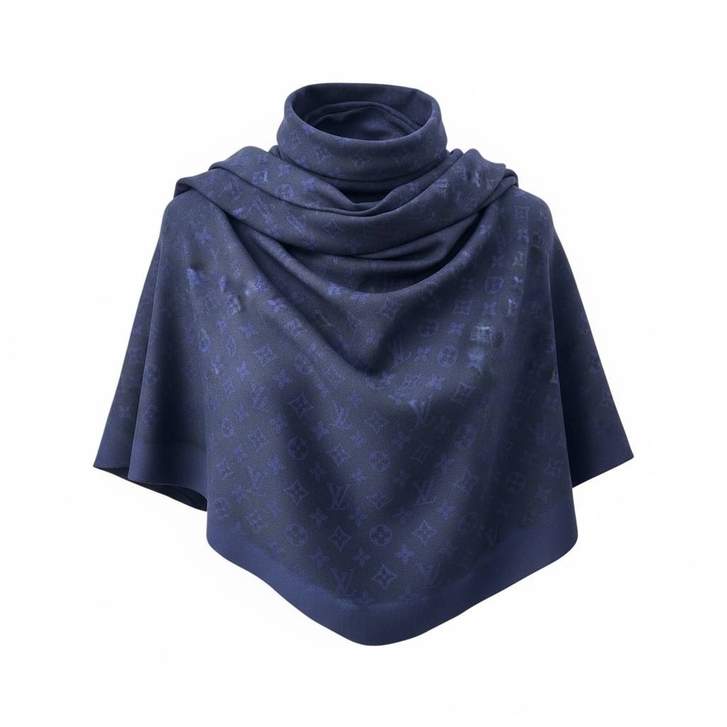 💙✨ Louis Vuitton Navy Blue Monogram Scarf – Elegant Luxury Essential 🧣🔥