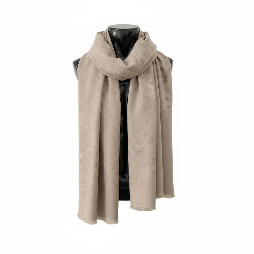 🤍✨ Louis Vuitton Soft Beige Monogram Scarf – Minimal Luxury Everyday Style 🧣🔥