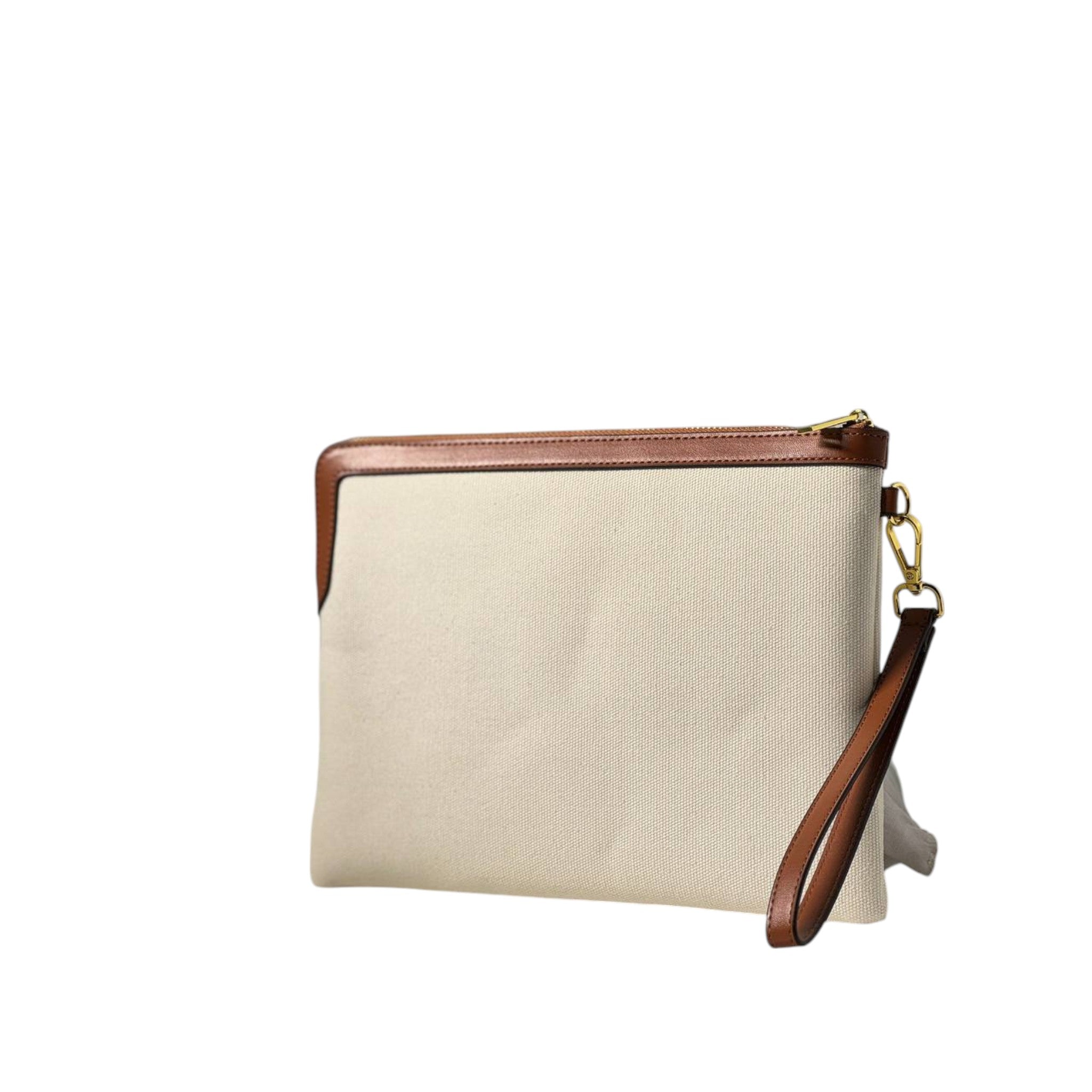Celine Canvas Wristlet Pouch – Carriage Logo Parisian Chic 🐎✨