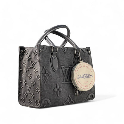 Louis Vuitton Monogram Denim Tote – Dark Grey with Vintage Paris Charm 🖤🗼