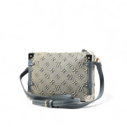 Louis Vuitton Monogram Soft Trunk – Washed Beige Denim & Blue Leather 💼💙