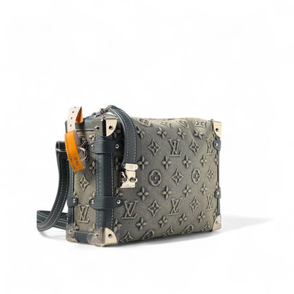 Louis Vuitton Monogram Soft Trunk – Washed Beige Denim & Blue Leather 💼💙