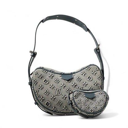 Louis Vuitton Utility Sling Set – Grey Monogram Denim with Mini Pouch 🎒🖤