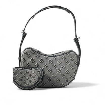 Louis Vuitton Utility Sling Set – Grey Monogram Denim with Mini Pouch 🎒🖤