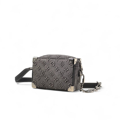 Louis Vuitton Mini Soft Trunk – Dark Grey Monogram Denim with Chain Detail 🖤🔗