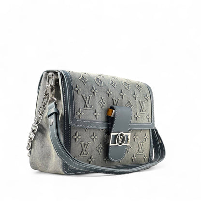 Louis Vuitton Circle Buckle Flap Bag – Monogram Denim in Washed Grey 🔗🖤