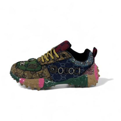 🌈 Gucci Multicolor Gem-Embellished Sneakers 👟💎 – Bold Luxury Streetwear