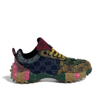 🌈 Gucci Multicolor Gem-Embellished Sneakers 👟💎 – Bold Luxury Streetwear
