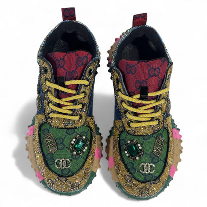 🌈 Gucci Multicolor Gem-Embellished Sneakers 👟💎 – Bold Luxury Streetwear