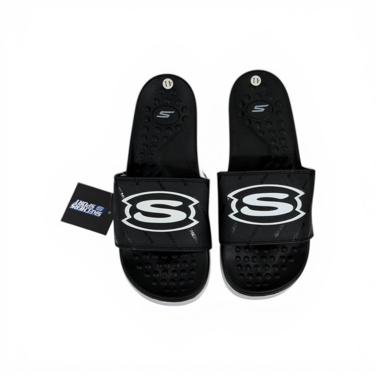 🖤⚪ Skechers Slides – Air Comfort Dual Tone Edition 🔥🩴