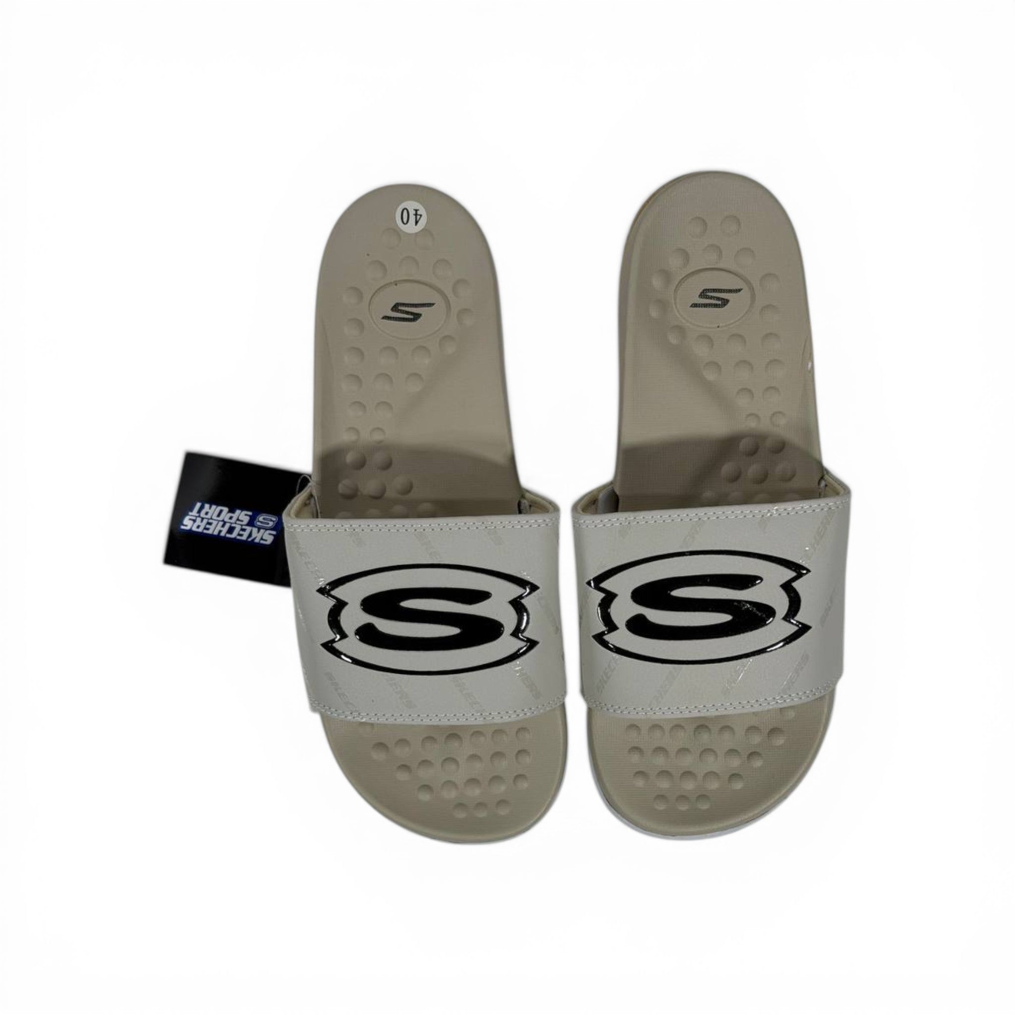 🤎⚪ Skechers Slides – Beige Comfort Air Edition 🌟🩴