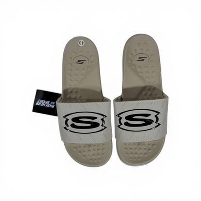 🤎⚪ Skechers Slides – Beige Comfort Air Edition 🌟🩴