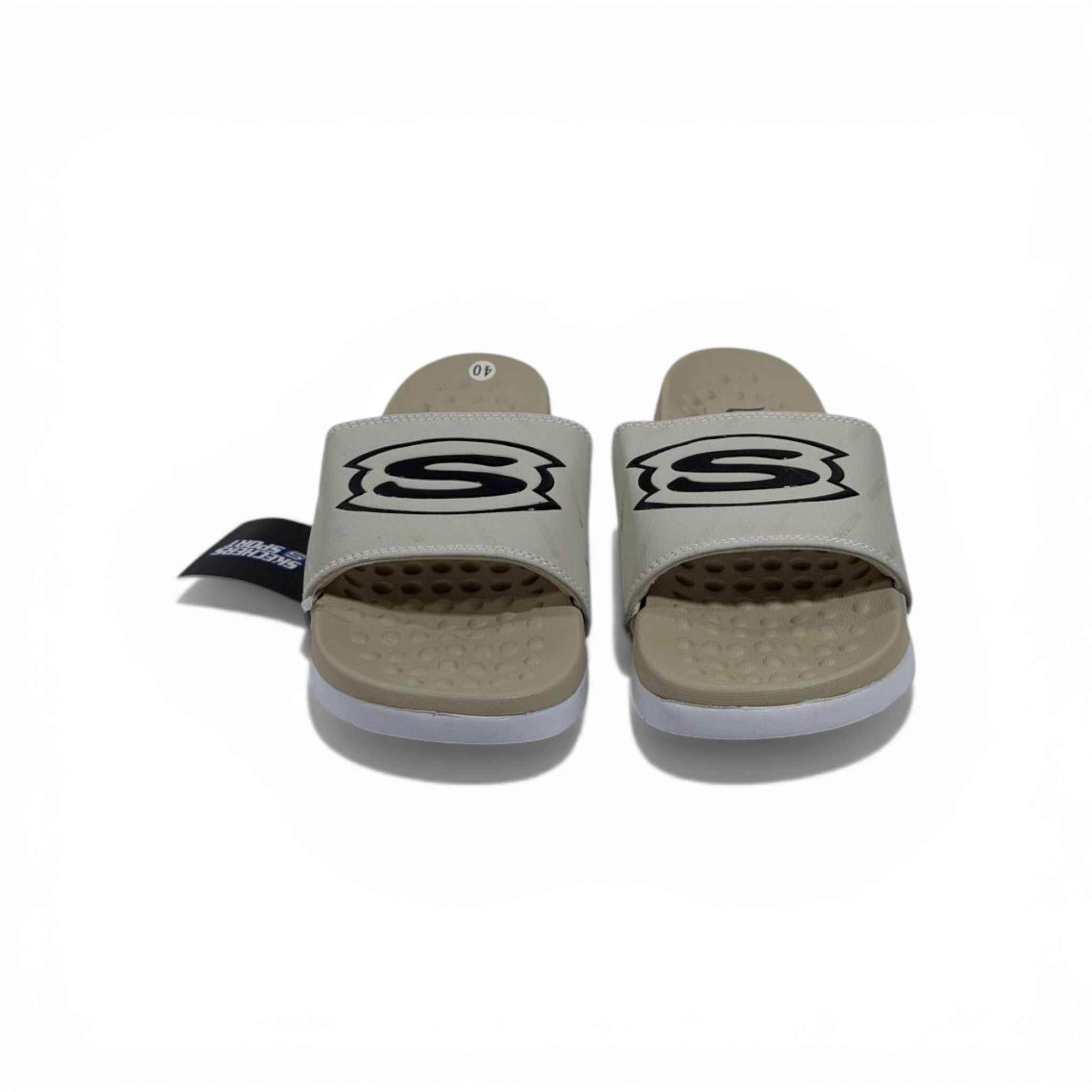 🤎⚪ Skechers Slides – Beige Comfort Air Edition 🌟🩴