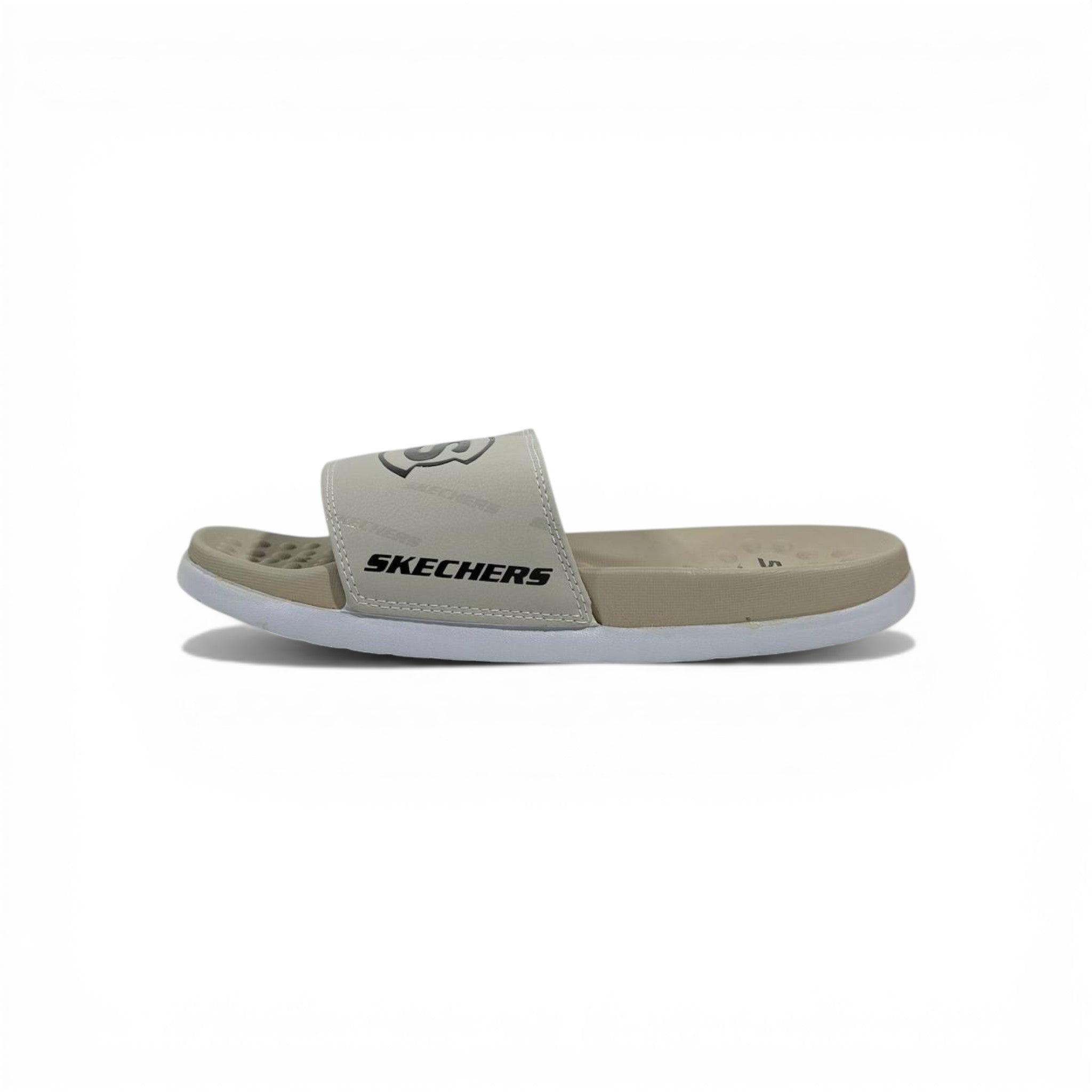 🤎⚪ Skechers Slides – Beige Comfort Air Edition 🌟🩴