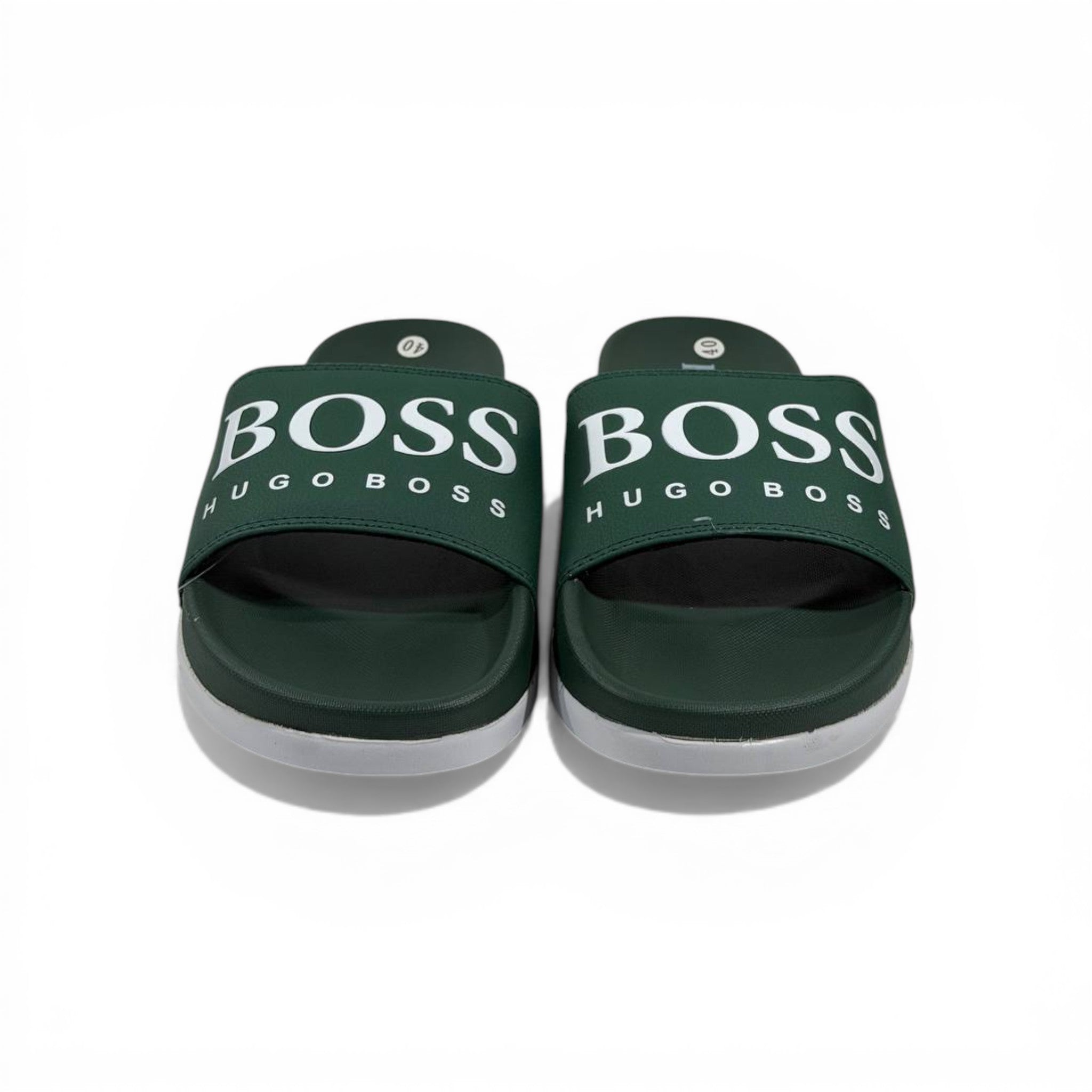 🟢🔥 Hugo Boss Slides – Forest Green Signature Edition 💎🩴