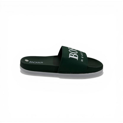 🟢🔥 Hugo Boss Slides – Forest Green Signature Edition 💎🩴