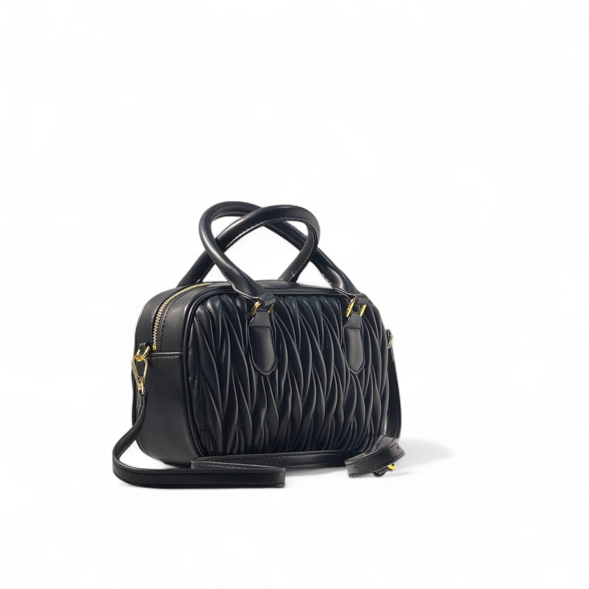Miu Miu Quilted Elegance – Black Crossbody with Gold Lock 🖤✨