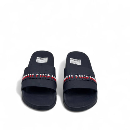 Tommy Hilfiger Navy Slides – 3D Logo & Heritage Stripe
