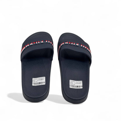 Tommy Hilfiger Navy Slides – 3D Logo & Heritage Stripe