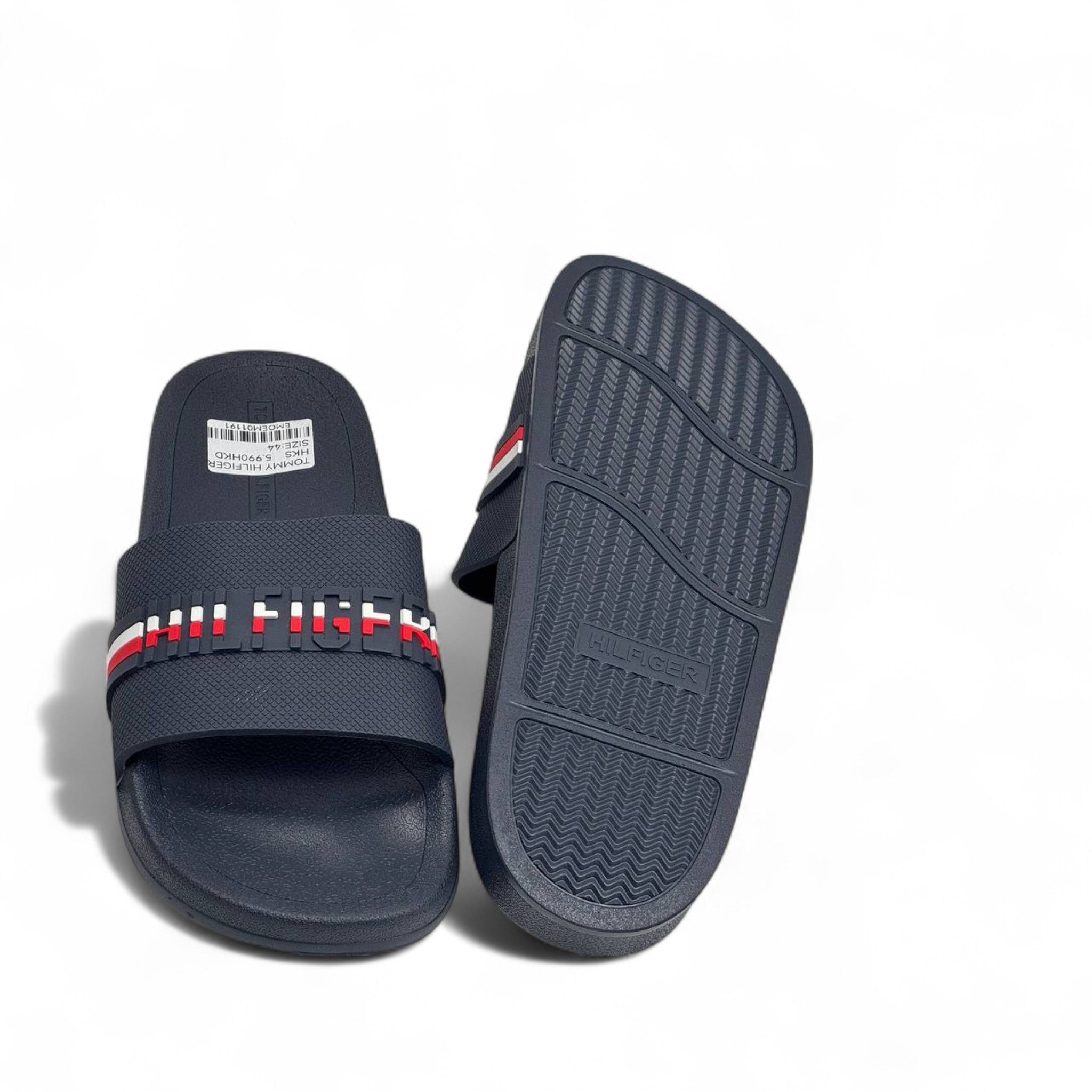 Tommy Hilfiger Navy Slides – 3D Logo & Heritage Stripe