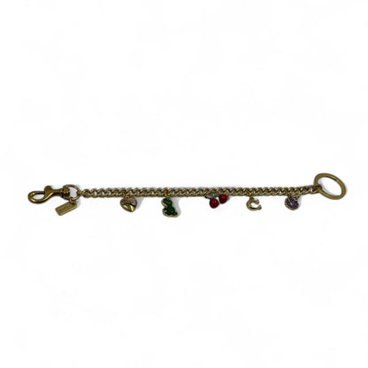 Coach Fruit Charm Keychain Bracelet 🍒🍇🍋 – Gold Finish | With Box & Tag