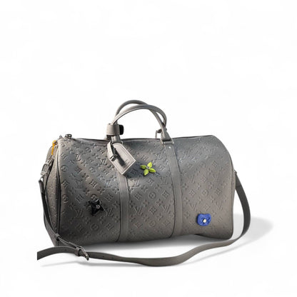 Louis Vuitton Grey Monogram Embossed Keepall with Color Accents 🌸🧳