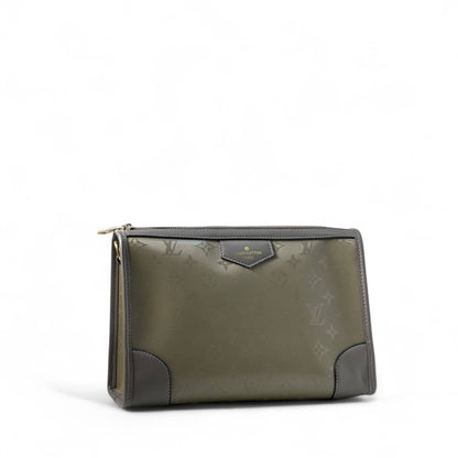 Louis Vuitton Olive Green Monogram Pouch with Corner Detailing 💚🖤