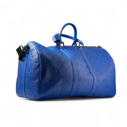 Louis Vuitton Blue Monogram Leather Keepall Bandoulière Bag 💙🧳