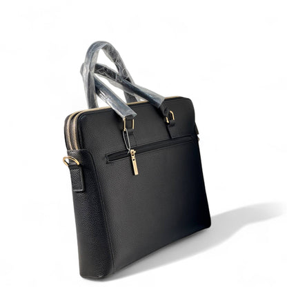 Versace Black Embossed Leather Briefcase with Gold Medusa Logo 🖤🧳