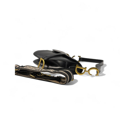 🖤 Christian Dior Black Saddle Bag – Iconic Logo Strap & Gold Hardware | Parisian Elegance