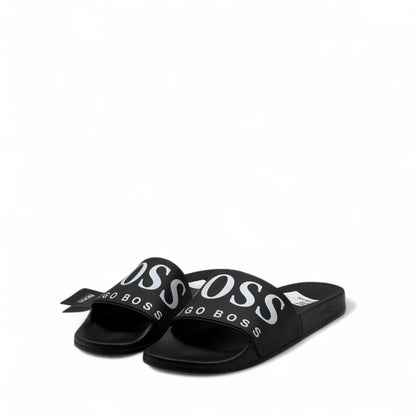 🖤 Hugo Boss Logo Slides – Black & White Comfort Edition ☁️