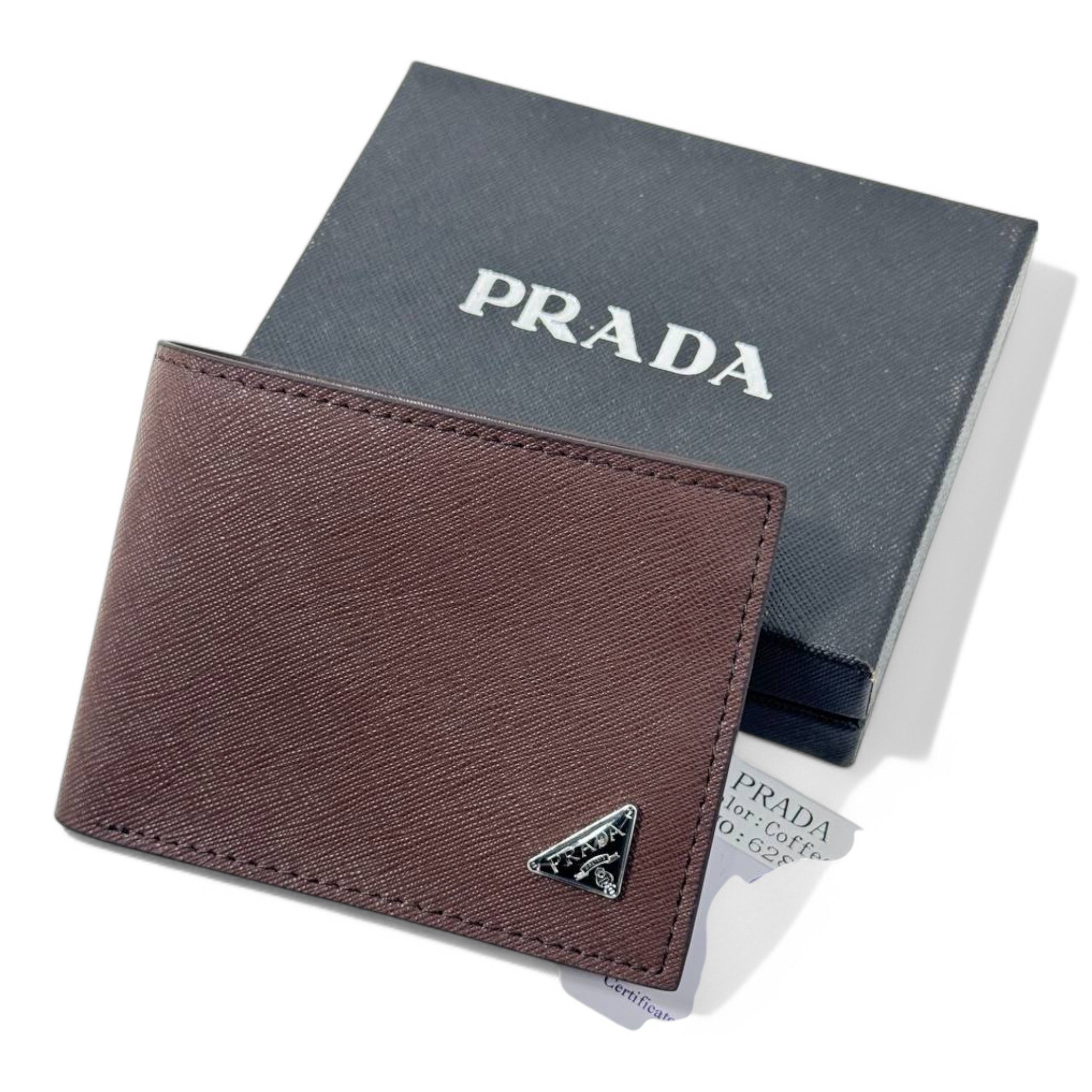 Prada Saffiano Leather Bifold Wallet – Coffee Brown
