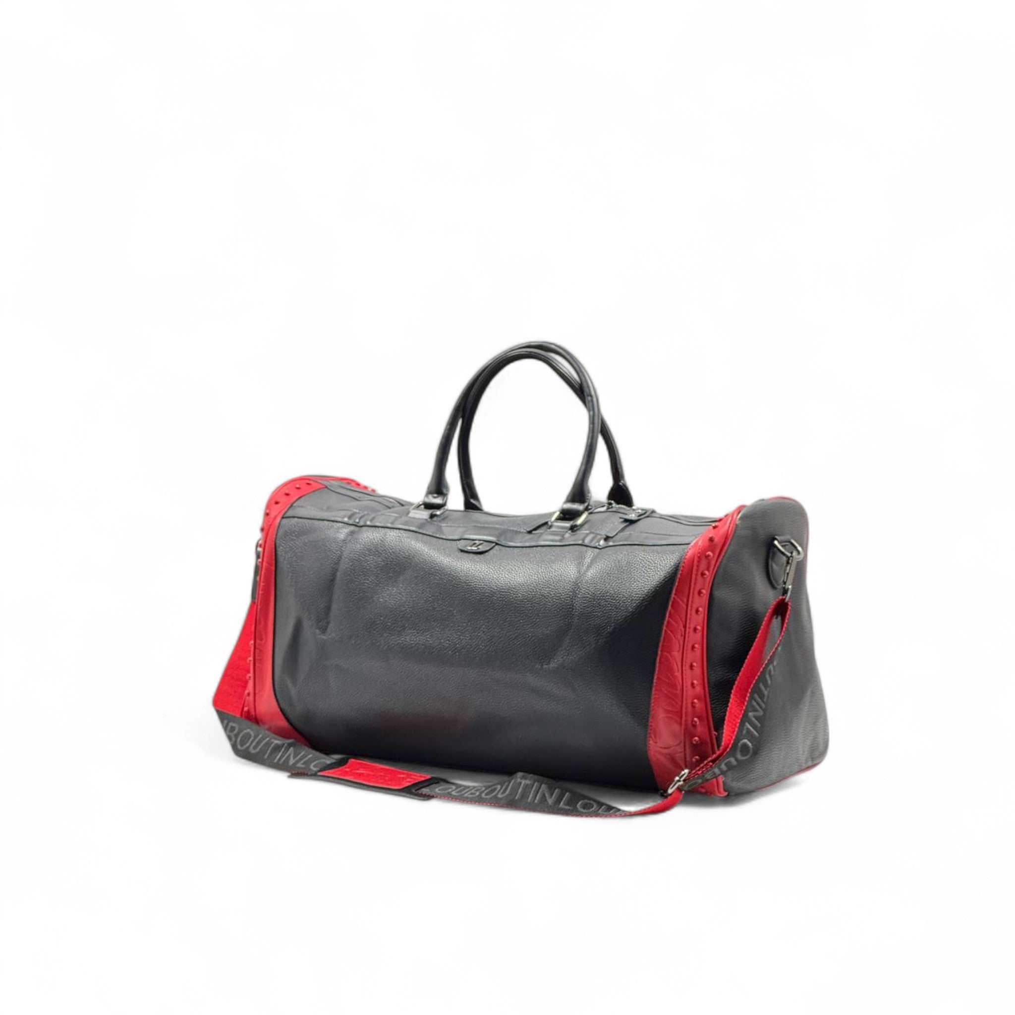 🧳 Christian Louboutin Travel Duffle Bag – Black & Red Leather Luxe
