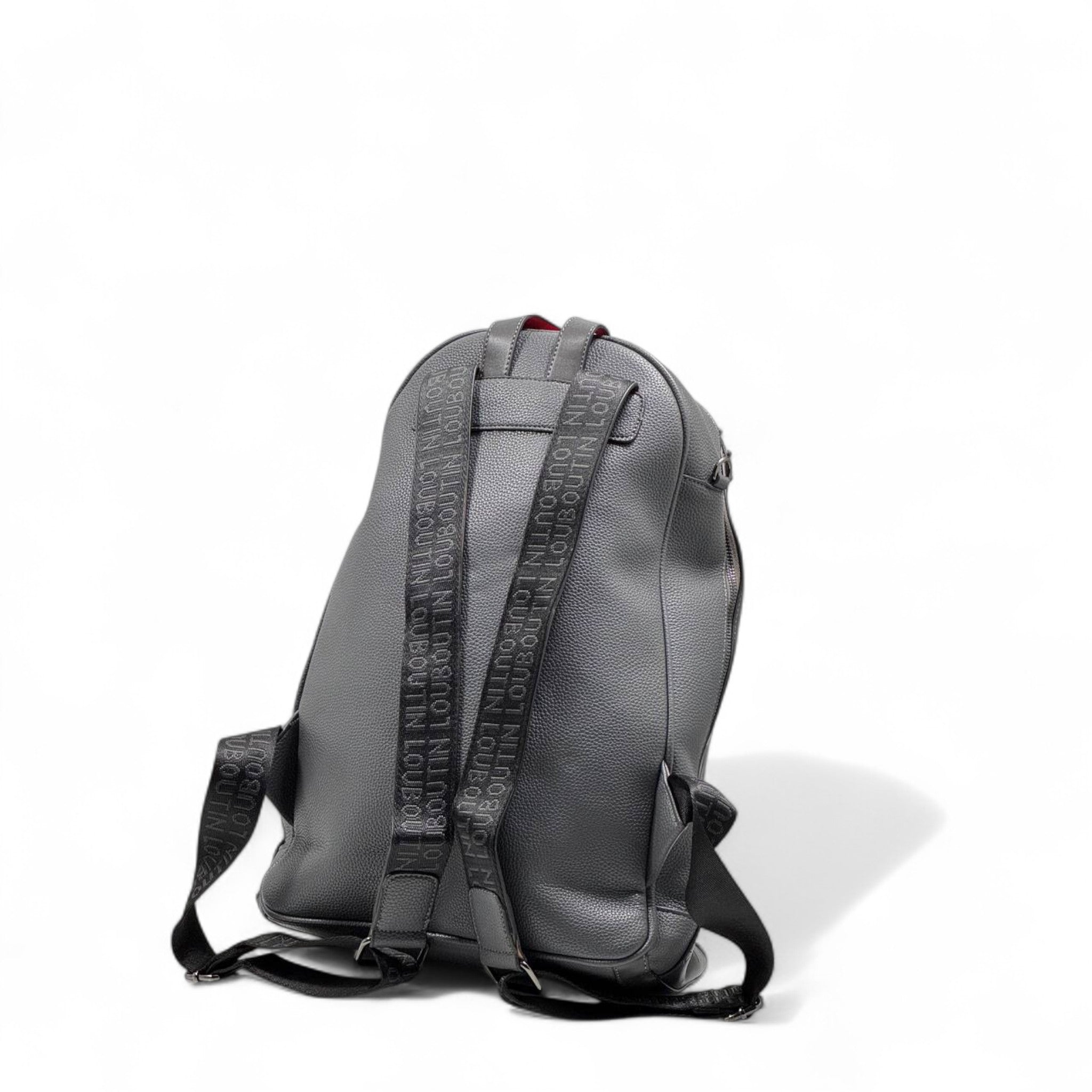 🎒 Christian Louboutin gray Leather Backpack – Signature Studded Luxury