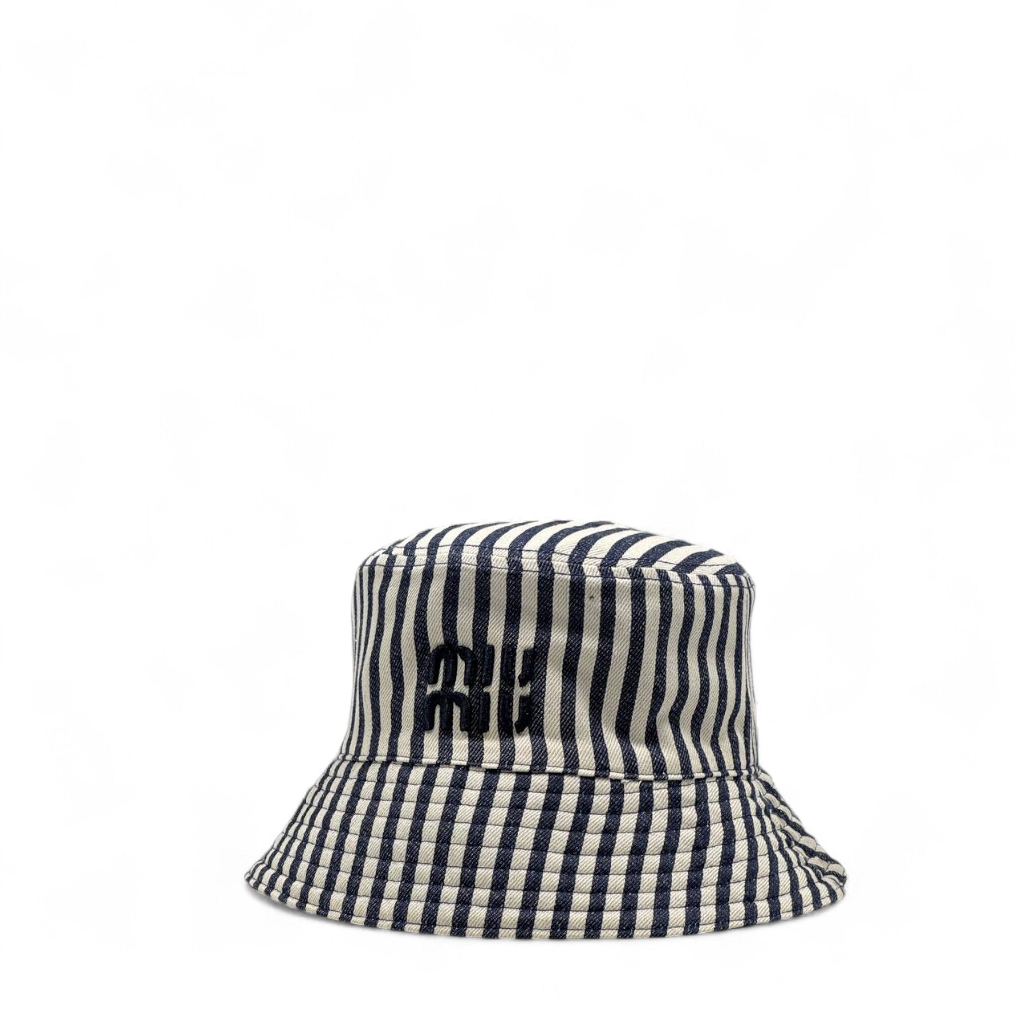 🧢 Double-Faced Miu Miu Bucket Hat – Black & Stripes Edition