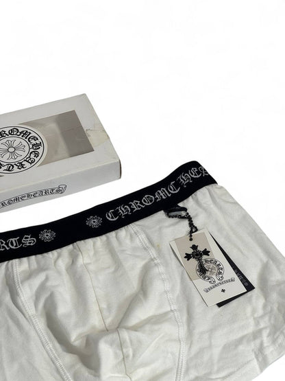🤍 Chrome Hearts Men’s Boxer Briefs – White Luxury Underwear 🖤✨