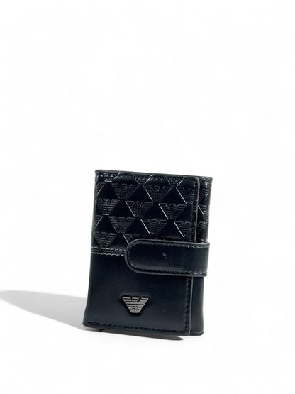 🖤 Emporio Armani Black Leather Wallet – Eagle Monogram Design 🦅✨